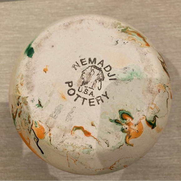 NEMADJI Pottery USA Orange Swirl Splash Vase - Picture 9 of 9